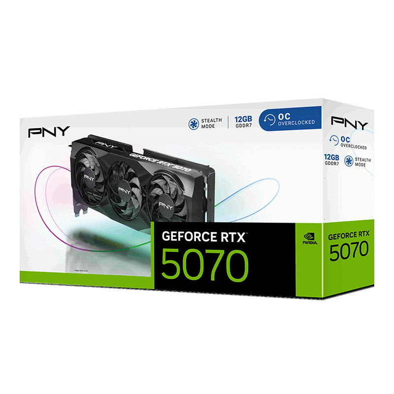 PNY Nvidia GeForce RTX 5070 OC Triple Fan | 12GB GDDR7 | 8K UHD (7680 x 4320) | RTX5070 OC GPU | Graphics Card