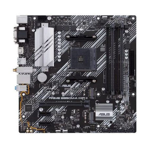 Asus Prime B550M-A WIFI II AMD MATX 4xDIMM DDR4 PCI-E 4.0 2xM.2 HDMI DVI-D D-Sub 4xSATA 6 USB3.2 Gen2 3xAJ WIFI 6 RGB Lighting Motherboard