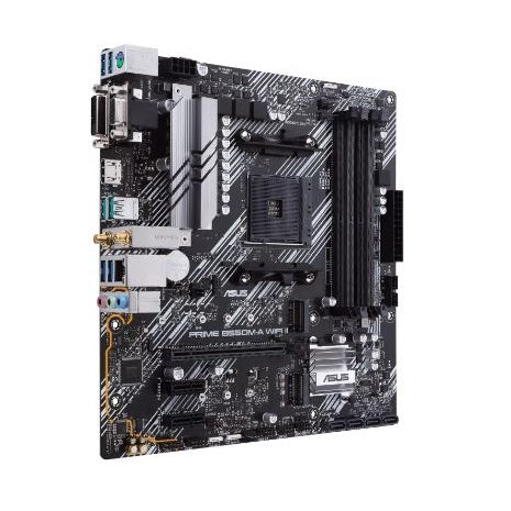 Asus Prime B550M-A WIFI II AMD MATX 4xDIMM DDR4 PCI-E 4.0 2xM.2 HDMI DVI-D D-Sub 4xSATA 6 USB3.2 Gen2 3xAJ WIFI 6 RGB Lighting Motherboard