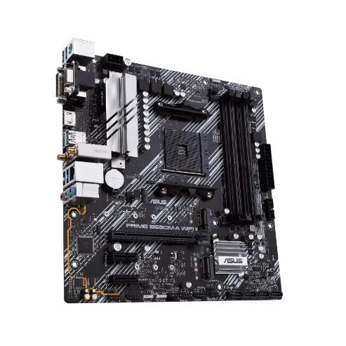 Asus Prime B550M-A WIFI II AMD MATX 4xDIMM DDR4 PCI-E 4.0 2xM.2 HDMI DVI-D D-Sub 4xSATA 6 USB3.2 Gen2 3xAJ WIFI 6 RGB Lighting Motherboard