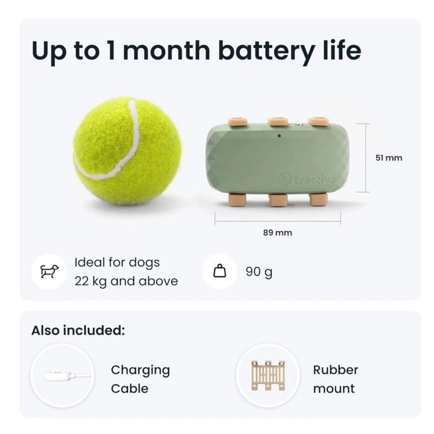 Tractive DOG XL GPS Tracker with Extended Battery Life (Green) for Dogs | Subscription Required