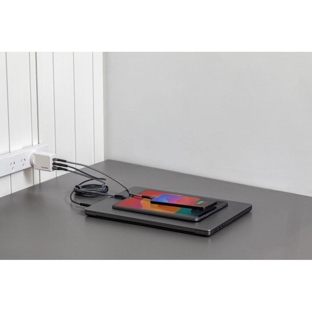Verbatim 67016 GaN 3-Port Fast-Charger 65W with 2x USB-C and 1x USB-A Port