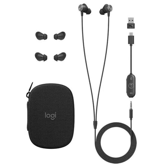 Logitech Zone Wired In-Ear Headphones Earbuds - Microsoft Teams Certified (Black)