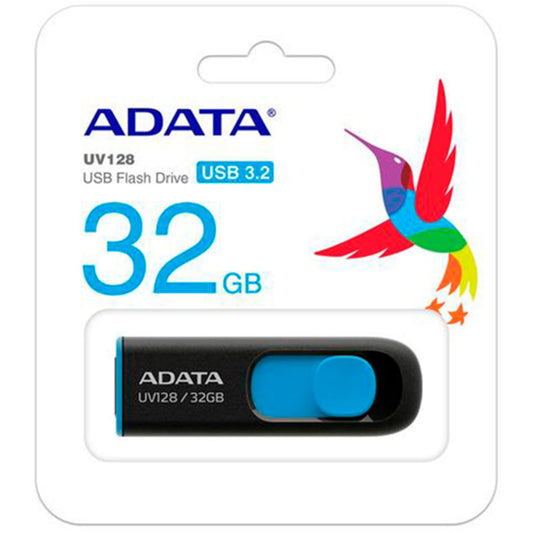 Adata UV128 Dashdrive Retractable USB 3.2 32GB Flash Drive (Blue/Black)
