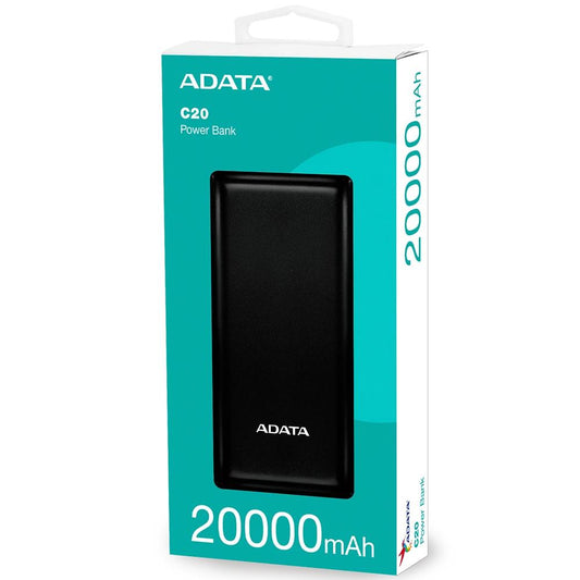 Adata C20 20000mAh Power Bank 2x USB-A + USB-C Powerbank Black