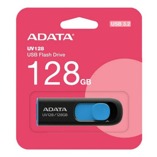 Adata UV128 Dashdrive Retractable USB 3.0 128GB Flash Drive Blue/Black