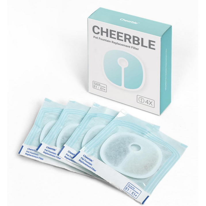 Cheerble Replacement Filter for Elfin E1 & E1+ Pet Water Fountain Filters 4-Pack