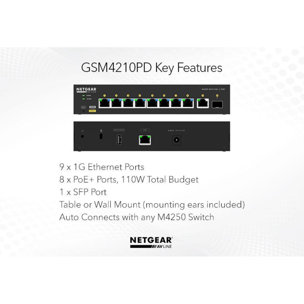 Netgear AV Line M4250-9G1F-POE+ (GSM4210PD) Desktop Managed Switch