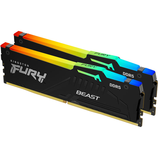 Kingston Fury Beast RGB 32GB (2x16GB) DDR5 CL36 DIMM Desktop RAM Kit (Black)