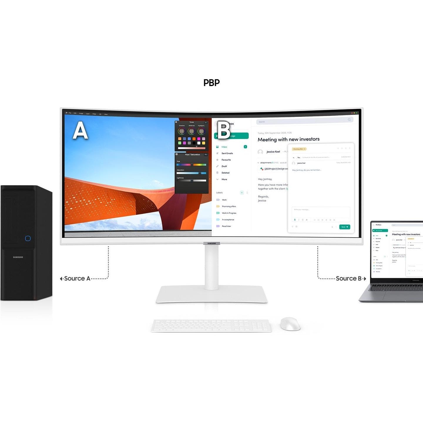 Samsung ViewFinity S6 S65TC 34" Curved | UWQHD 3440x1440 | 21:9 | 5ms | 100Hz VA | Thunderbolt 4 | Ultrawide Monitor (White)
