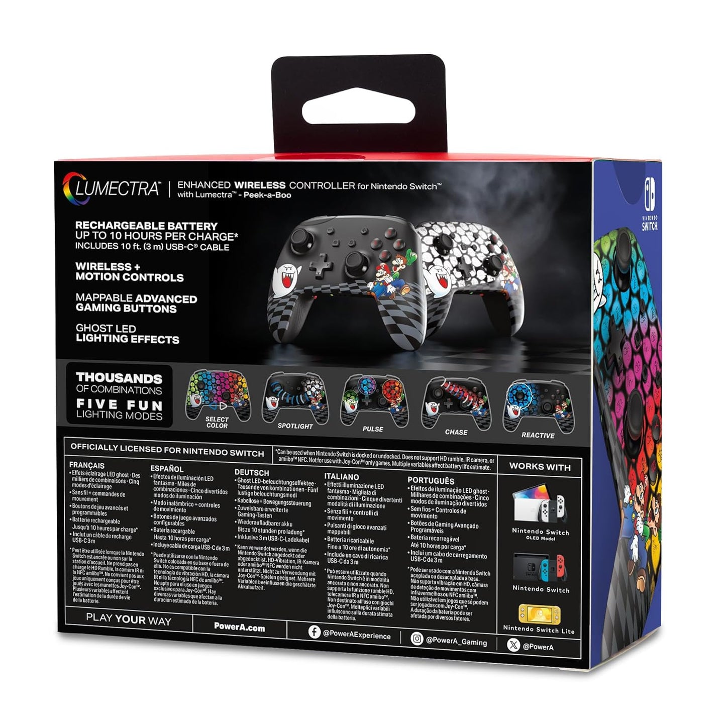 PowerA Enhanced Wireless Controller for Nintendo Switch with Lumectra - Mario Peek-A-Boo