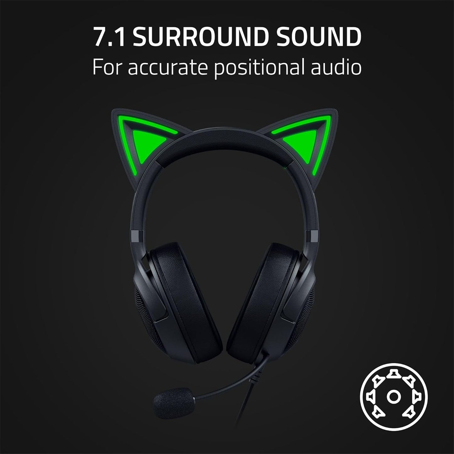 Razer Kraken Kitty V2 - USB Headset With RGB Kitty Ears (Black)