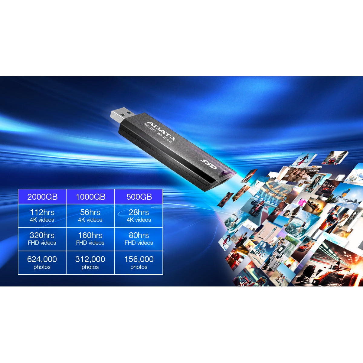 Adata SC610 Retractable USB3.2 Gen 2 | 500GB External SSD | Compatible with PS5 & Xbox Series X|S (5 Years Warranty)