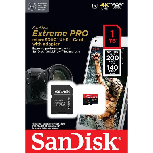 SanDisk Extreme Pro 1TB Micro SDXC SQXCD V30 U3 C10 A2 UHS-I Memory Card
