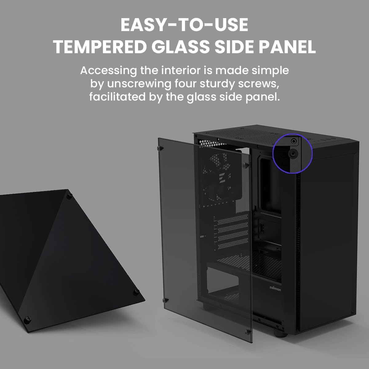 Zalman T3 Plus mATX Mini Tower PC Case with Tempered Glass Side Panel (Black)