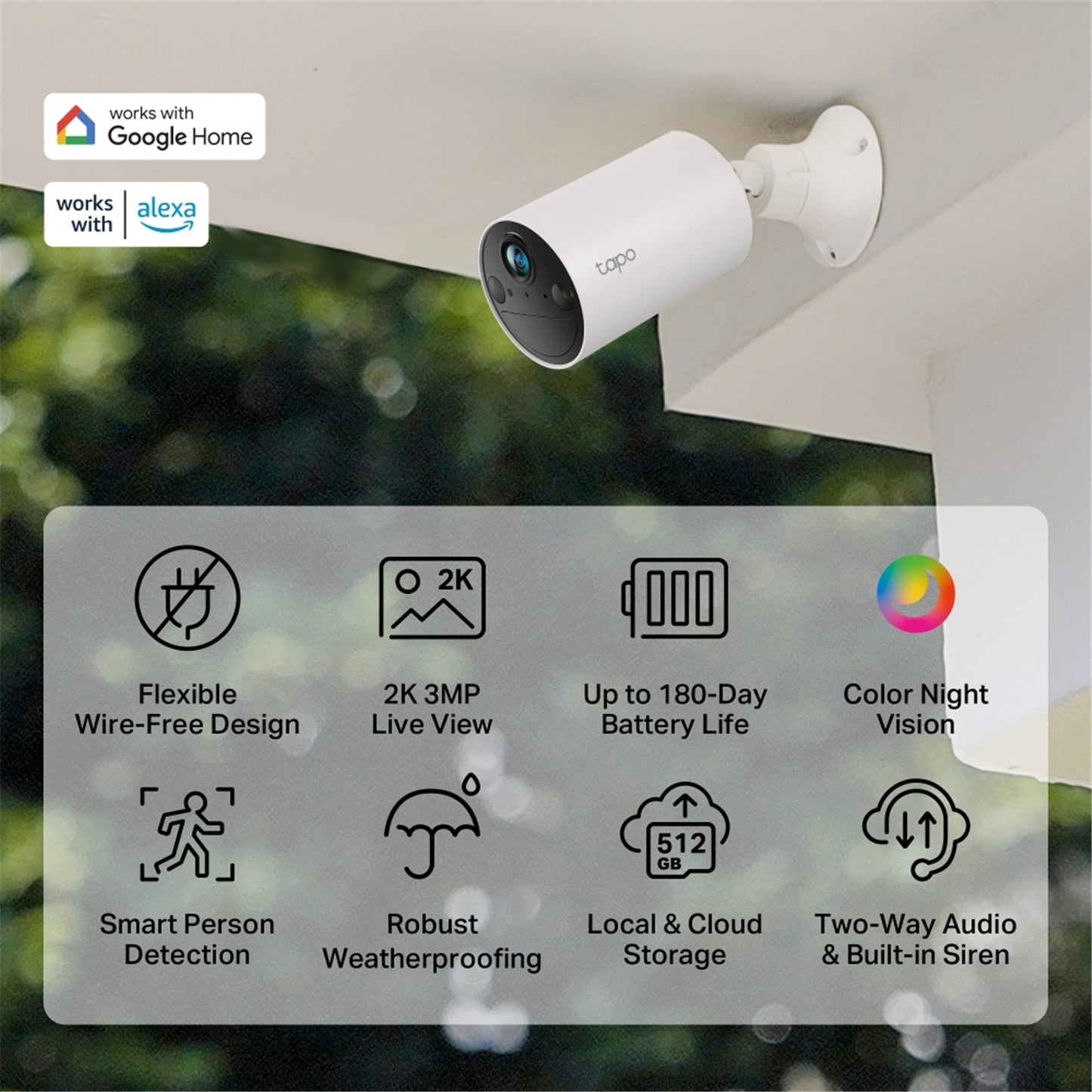 TP-Link Tapo C410 2K/3MP Outdoor Wi-Fi Home Security Camera Wire-Free (2 Pack)