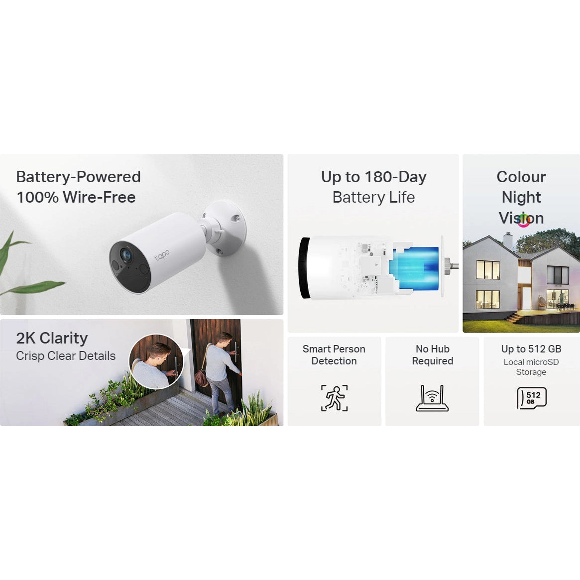 TP-Link Tapo C410 2K/3MP Outdoor Wi-Fi Home Security Camera Wire-Free (4 Pack)