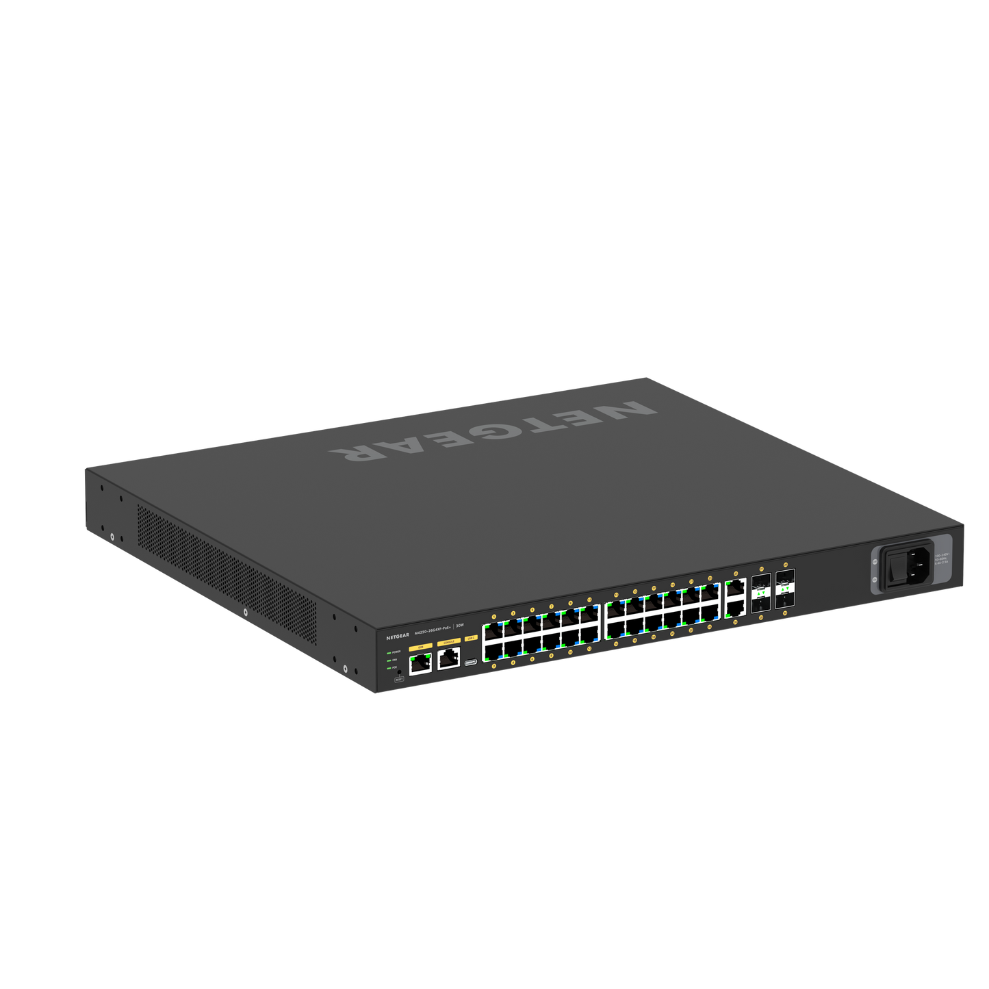 Netgear AV Line M4250-26G4XF-POE+ 24x 1G POE+ 480W 2x 1G and 4x SFP+ Managed Switch (GSM4230PX)