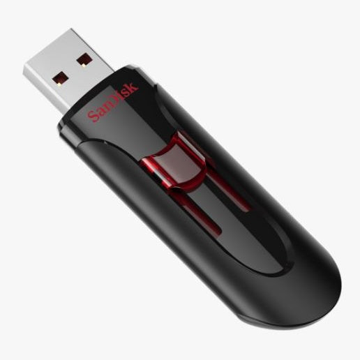 SanDisk Cruzer Glide 3.0 USB Flash Drive CZ600 32GB USB3.0 (Black) with Red Slider Retractable Design (5 Years Warranty)