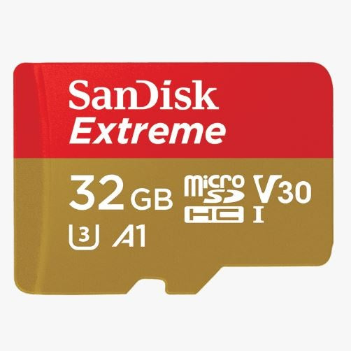 SanDisk Extreme Micro SDHC SQXAF 32GB V30 U3 C10 A1 UHS-1 100MB/s R 60MB/s W 4x6 SD Adaptor (Lifetime Limited)