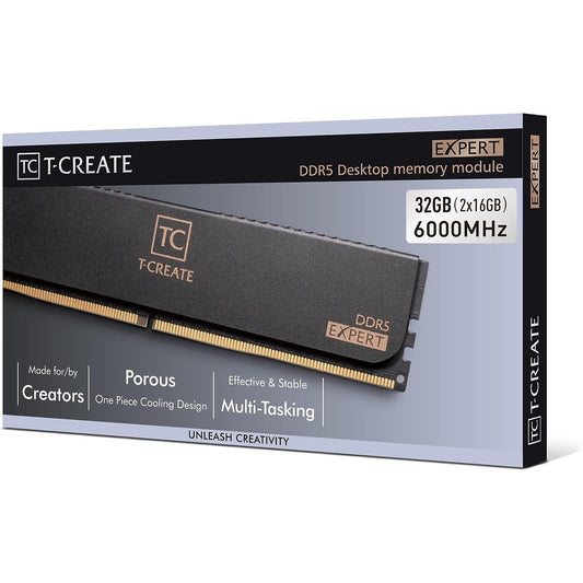 Team T-Create Expert 32GB 2x16GB DDR5 6000 PC5 48000 Desktop Memory Heatsink Black