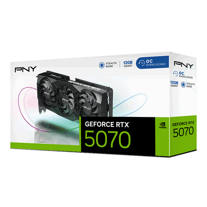 PNY Nvidia GeForce RTX 5070 OC Triple Fan | 12GB GDDR7 | 8K UHD (7680 x 4320) | RTX5070 OC GPU | Graphics Card