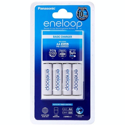 Panasonic Eneloop Overnight Charger + 4 AA Batteries (K-KJ51MCC4TA)