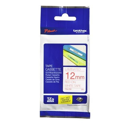 Brother TZe-232 12mm x 8m Red on White Tape