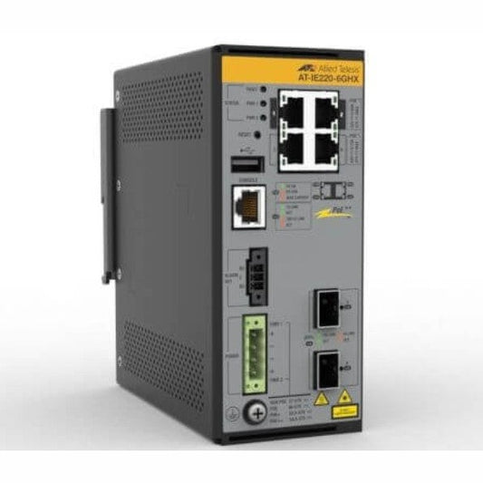 Allied Telesis AT-IE220-6GHX-980 Layer 2+ Switch 4x 10/100/1000T 2x 1G/10G SFP+ Industrial Ethernet POE++ Support TAA Compliant