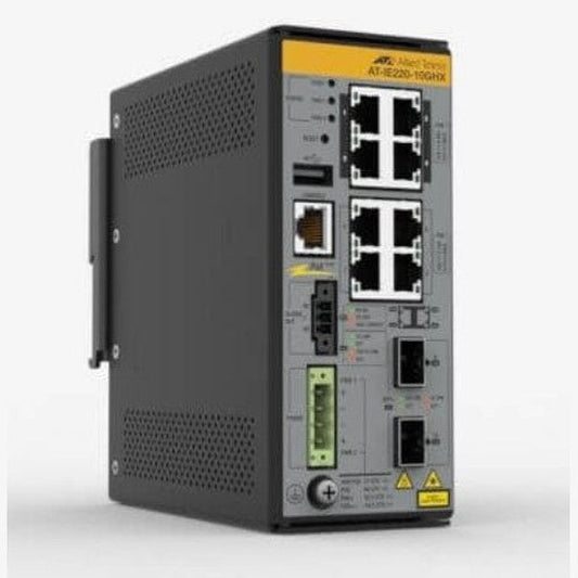 Allied Telesis AT-IE220-10GHX-980 Layer 2+ Switch 8x 10/100/1000T 2x 1G/10G SFP+ Industrial Ethernet POE++ Support TAA Compliant