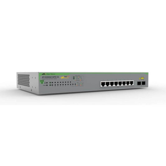 Allied Telesis GS950/10PS V2-40 Gigabit Websmart Switch 8x 10/100/1000-T POE+ 2X SFP Ports 1x Fixed PSU (AU Power Cord)