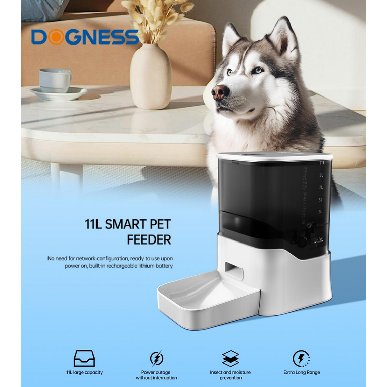 Dogness F20 Whale Automatic Programmable Pet Food Feeder - 11L (White)
