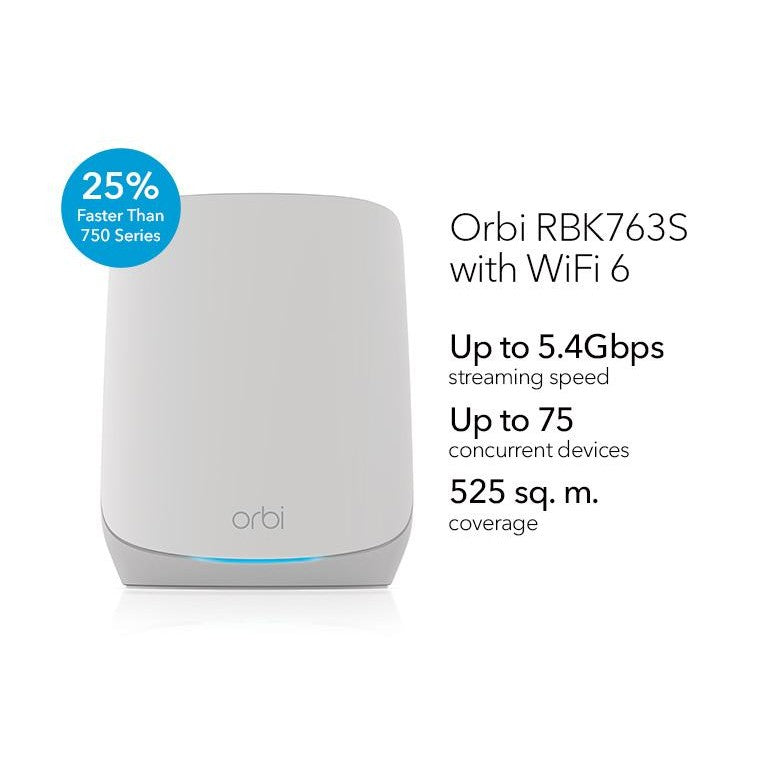Netgear Orbi AX5400 Tri-Band Mesh WIFI 6 System - 3 Pack RBK763S-100APS