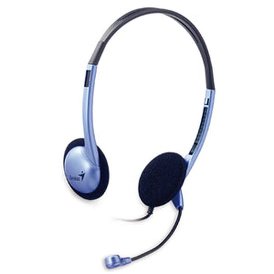 Genius HS-02B Internet Chat Lightweight On-Ear Headset with Microphone Metallic Blue