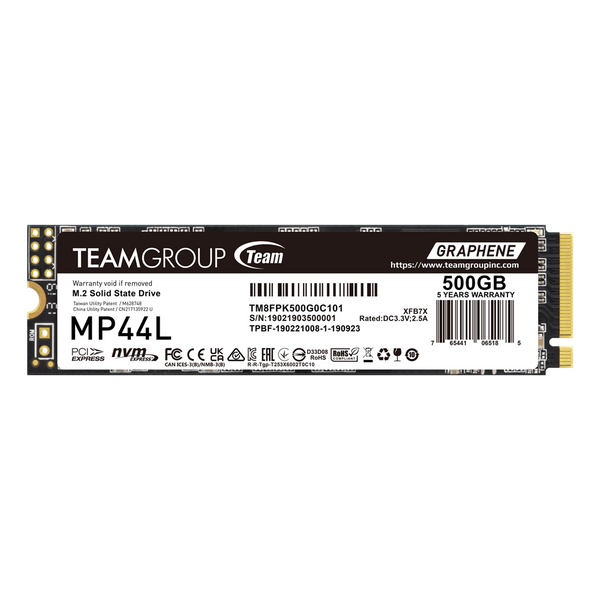 TeamGroup Team MP44L 500GB M.2-2280 PCIe NVMe 4.0 x4 Internal SSD 5 Years Warranty