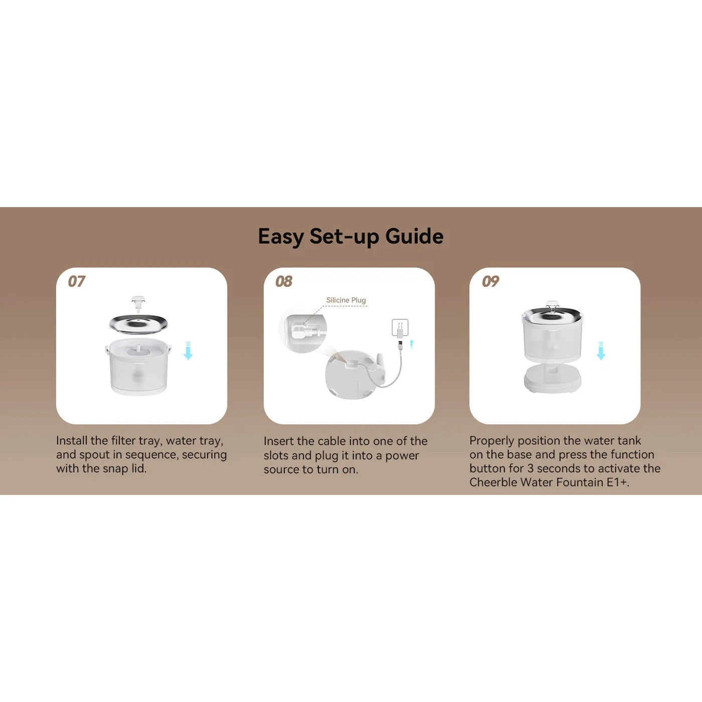 Cheerble Elfin E1+ Pet Water Fountain 2L (Battery & AC Powered)