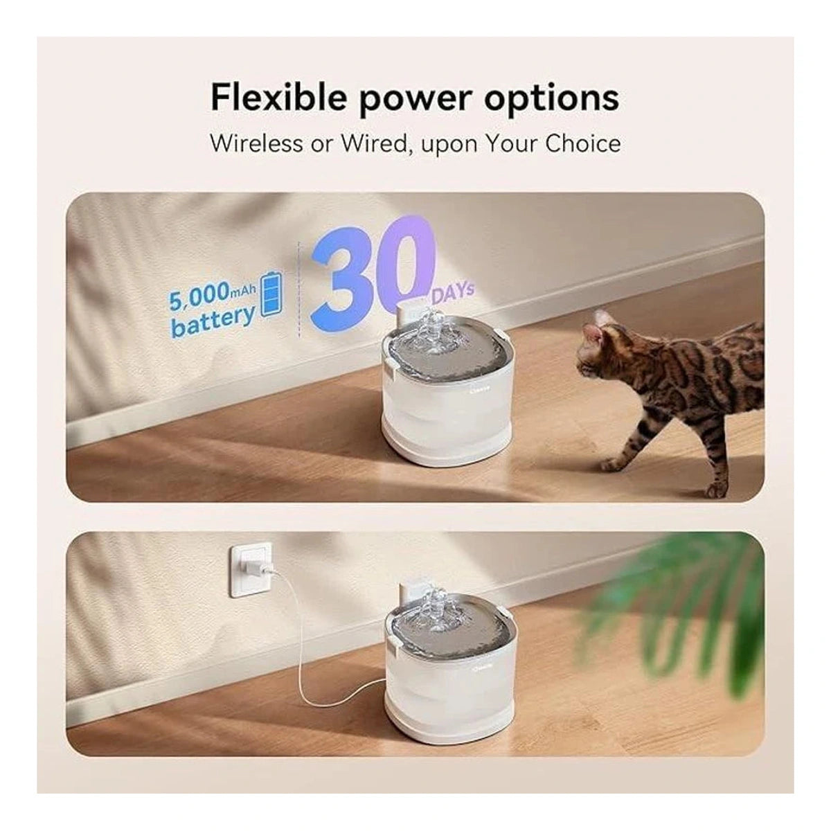 Cheerble Elfin E1+ Pet Water Fountain 2L (Battery & AC Powered)