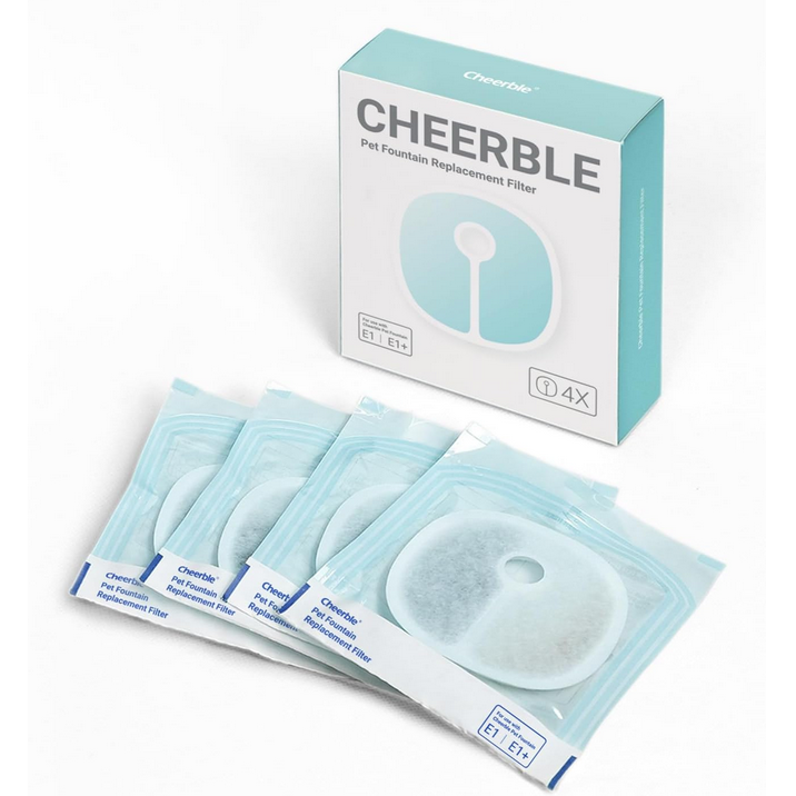 Cheerble Replacement Filter for Elfin E1 & E1+ Pet Water Fountain (4-Pack)