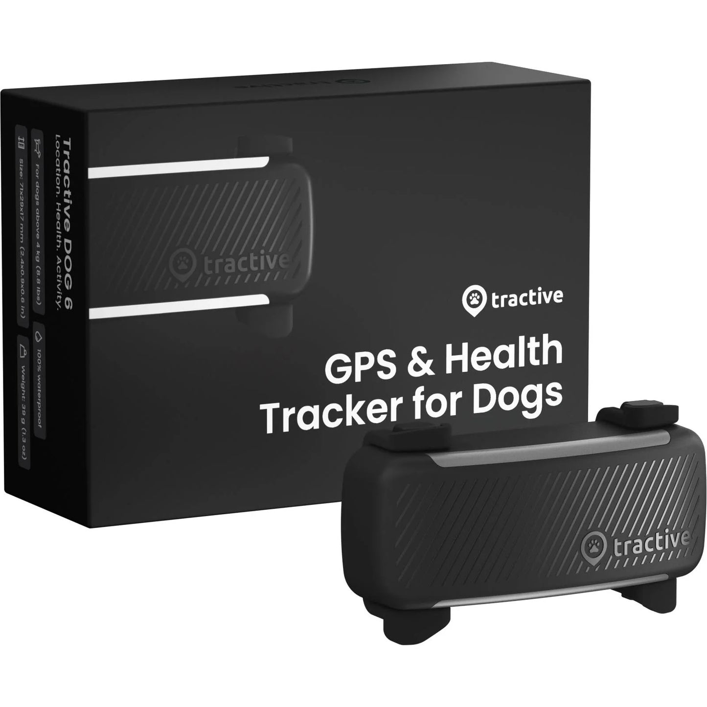 Tractive Dog 6 GPS Tracker (Black) for Dogs | Subscription Required