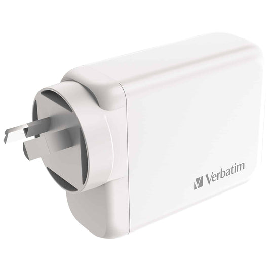 Verbatim 66966 GaN 4-Port Fast-Charger 100W with 3x USB-C and 1x USB-A Port
