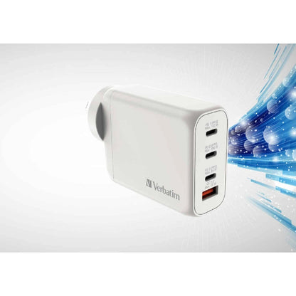 Verbatim 66966 GaN 4-Port Fast-Charger 100W with 3x USB-C and 1x USB-A Port