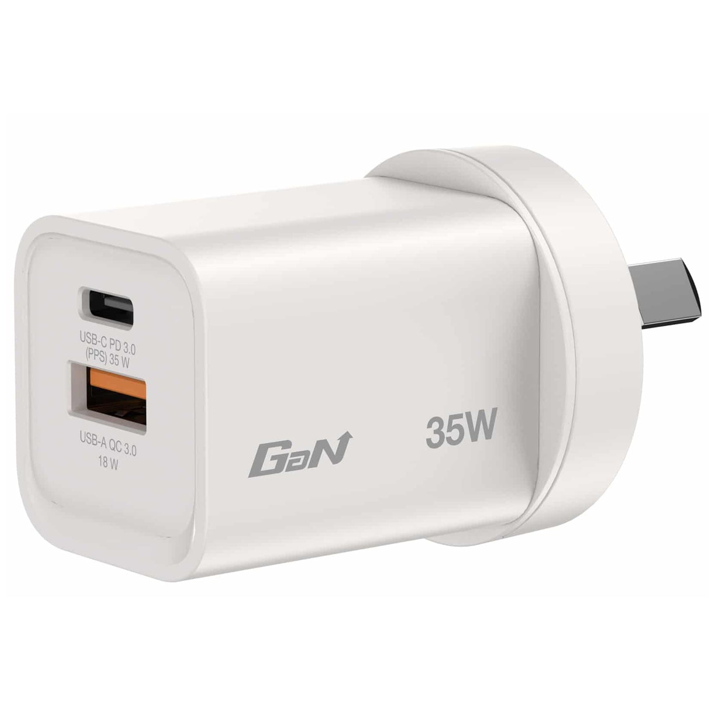 Verbatim 67015 35W 2-Port GaN Charger | 1x USB-C and 1x USB-A (White)