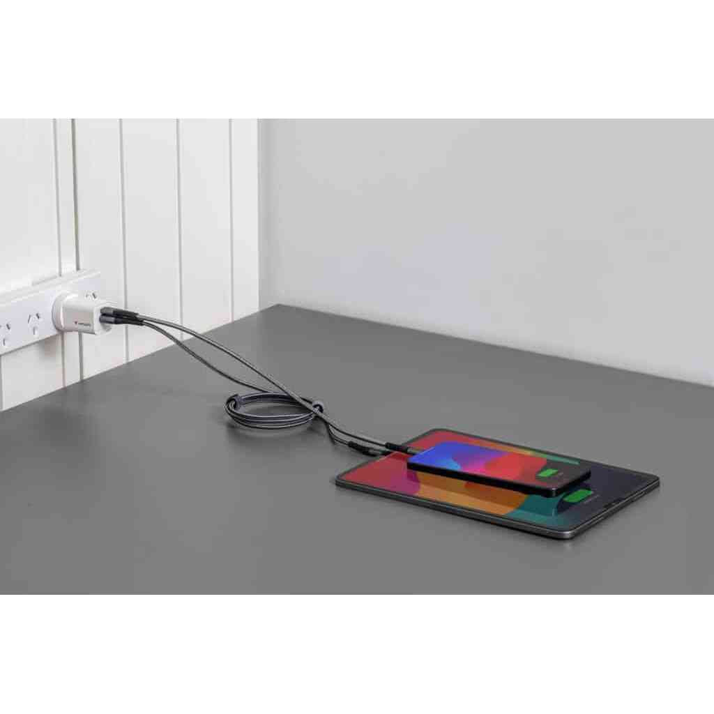 Verbatim 67015 35W 2-Port GaN Charger | 1x USB-C and 1x USB-A (White)