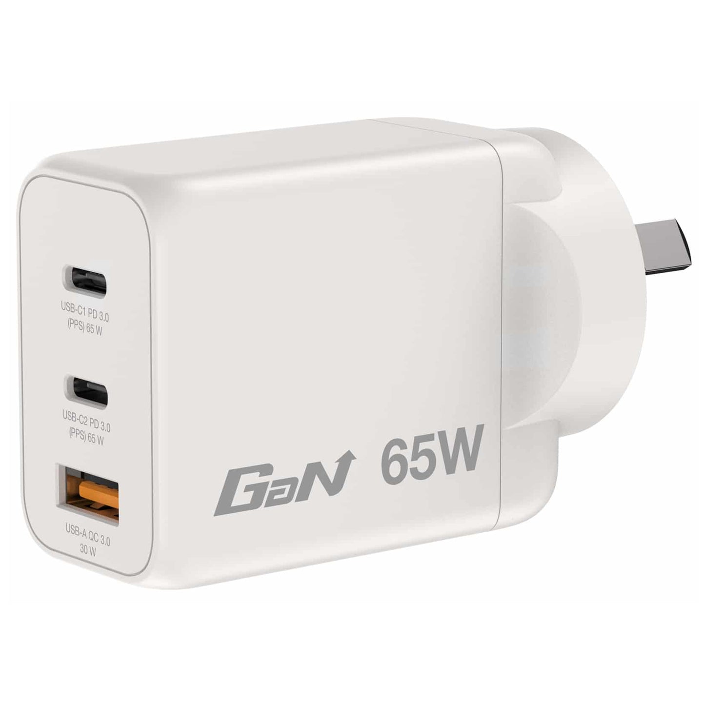 Verbatim 67016 GaN 3-Port Fast-Charger 65W with 2x USB-C and 1x USB-A Port