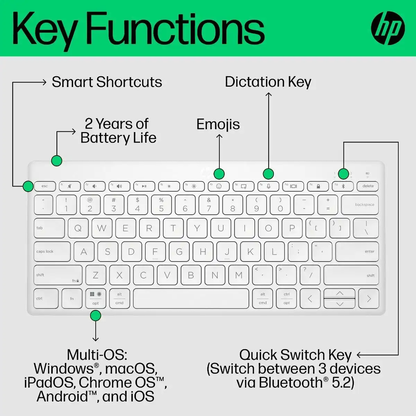 HP 350 Compact Multi-Device Bluetooth Keyboard (White)