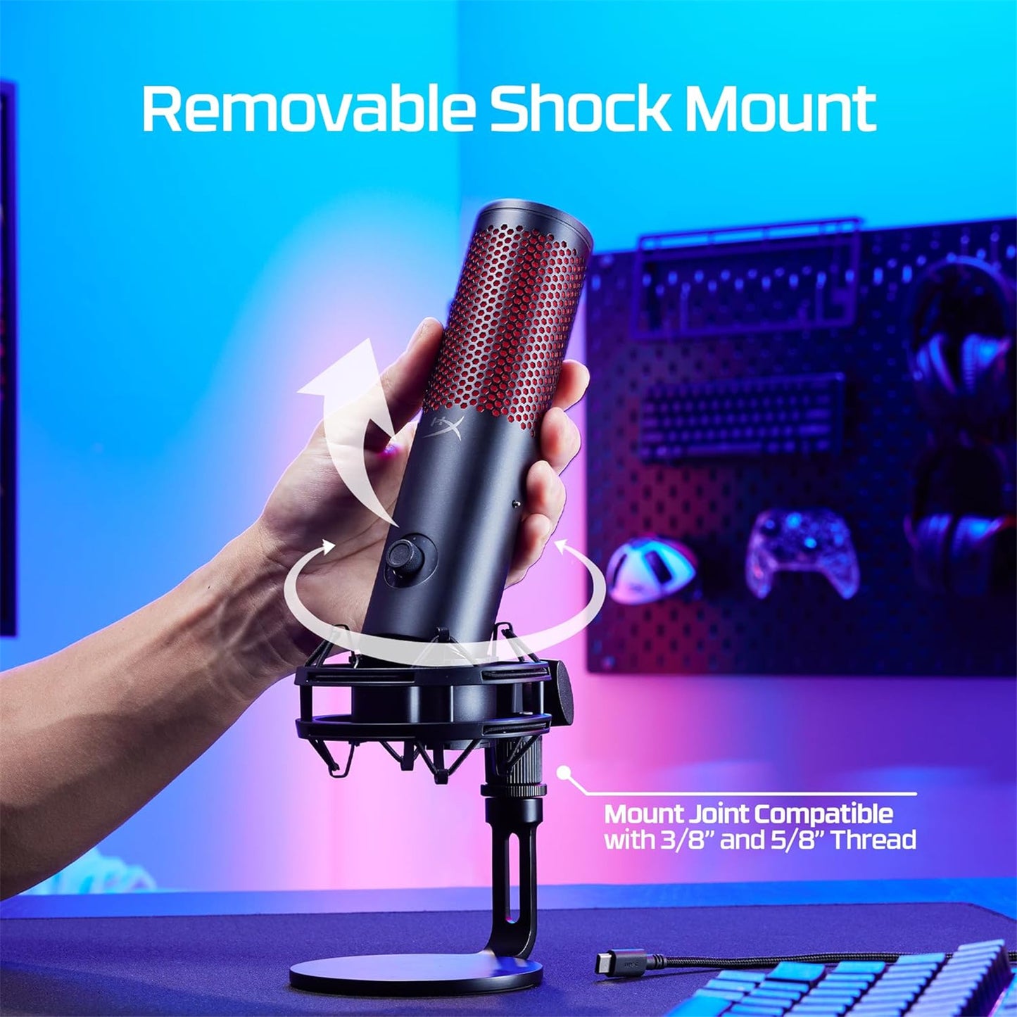 HyperX Quadcast 2 USB Standalone Gaming Microphone (Black)