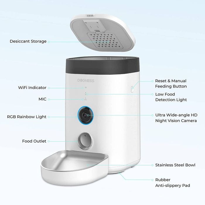 Dogness F10 Wide-View HD 1080p Camera Pet Feeder - 4 Litre (White)