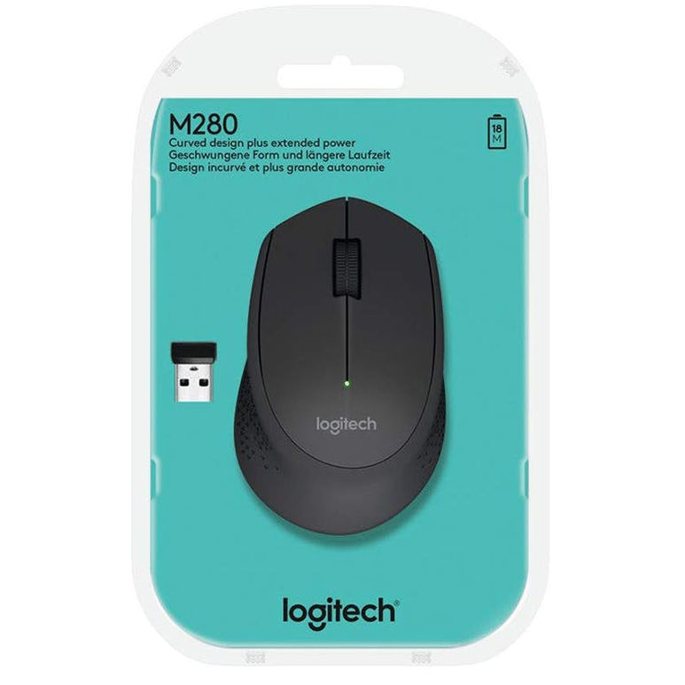 Logitech M280 USB Wireless Full Size Mouse (Black)
