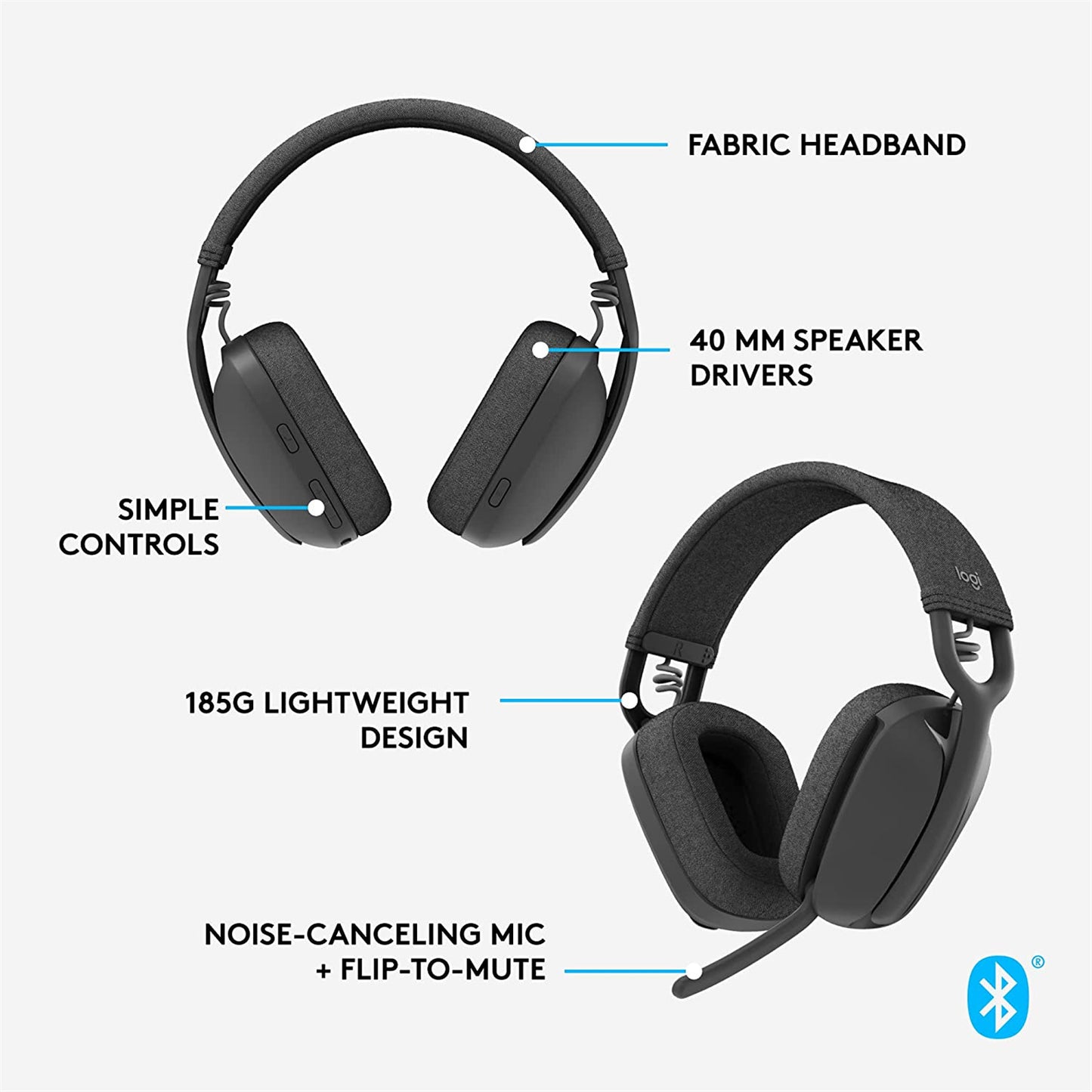 Logitech Zone Vibe 100 Wireless Over-Ear Headset (Graphite)