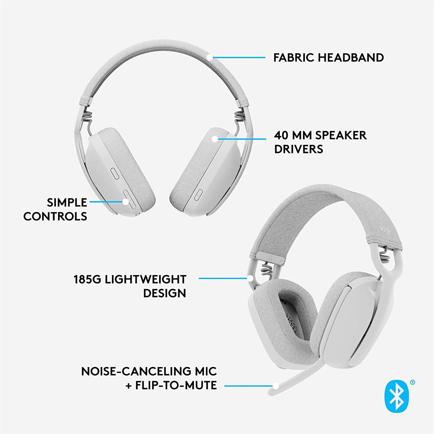 Logitech Zone Vibe 100 Wireless Over-Ear Headset (Off White)